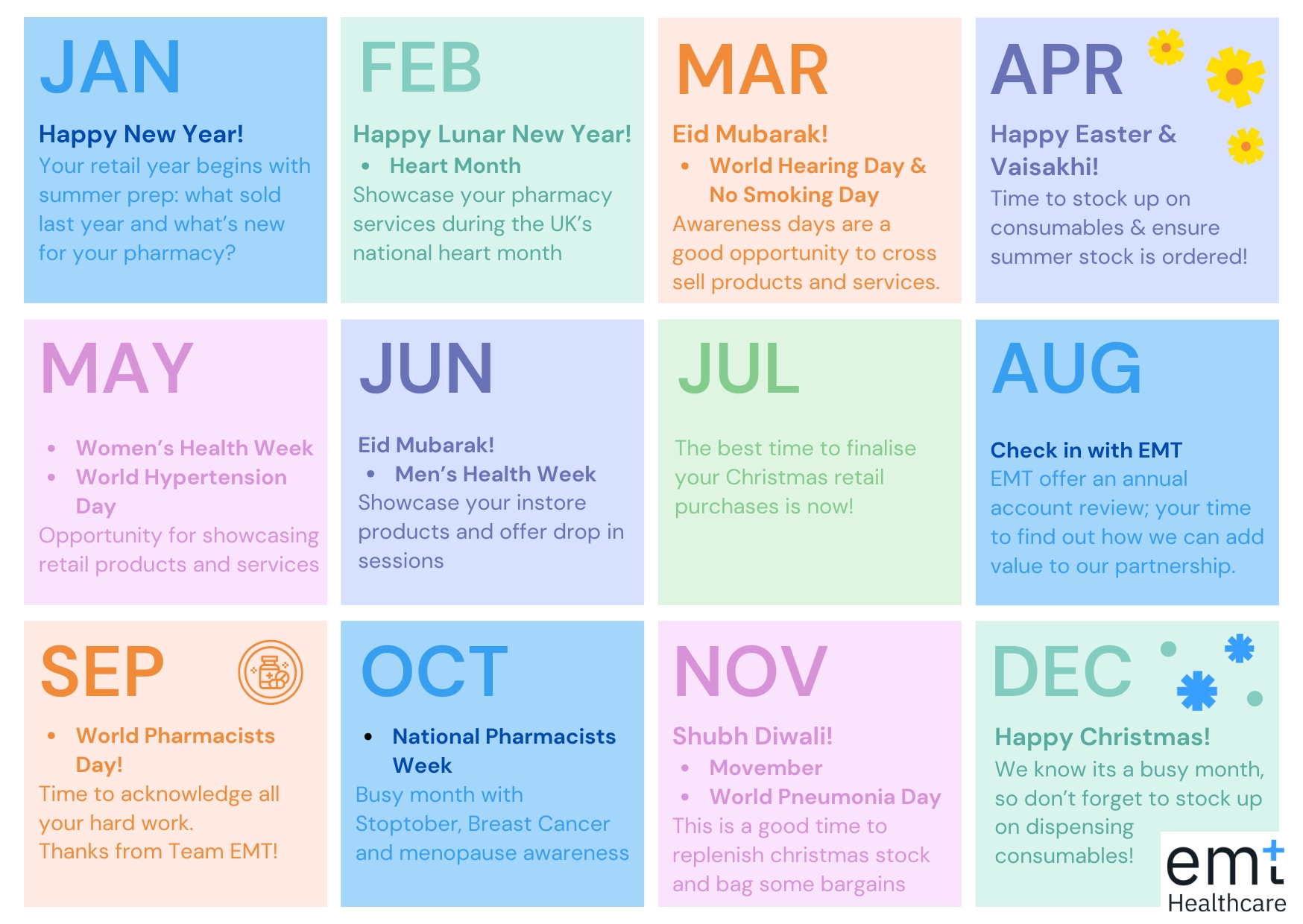 EMt Healthcare Retail Calendar