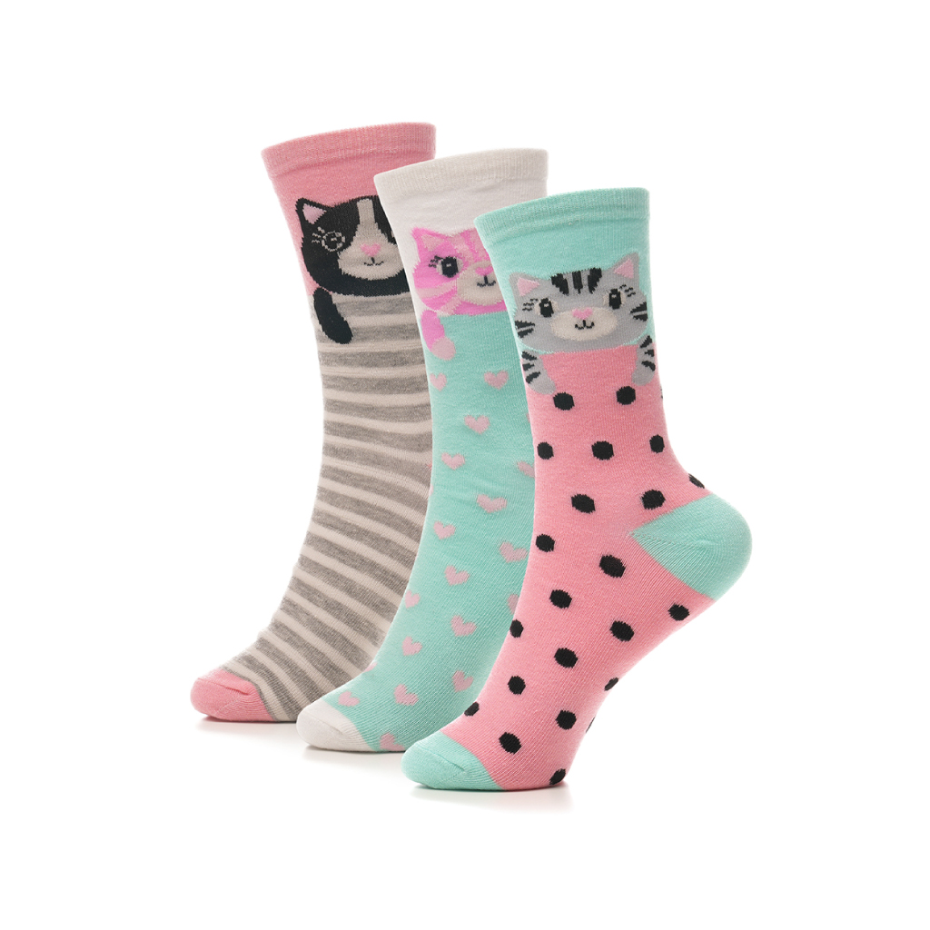Ladies Cat & Dog Design Socks Pack of 3 