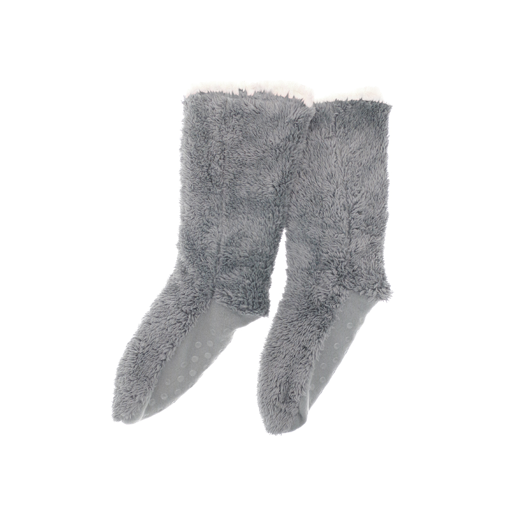 Teddy Slipper Socks Grey/Pink Assorted Sizes 