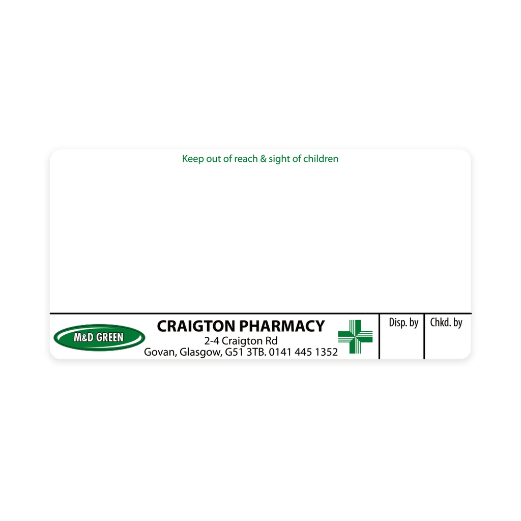 [EMT4415] M&D Green Craigton Pharmacy Labels