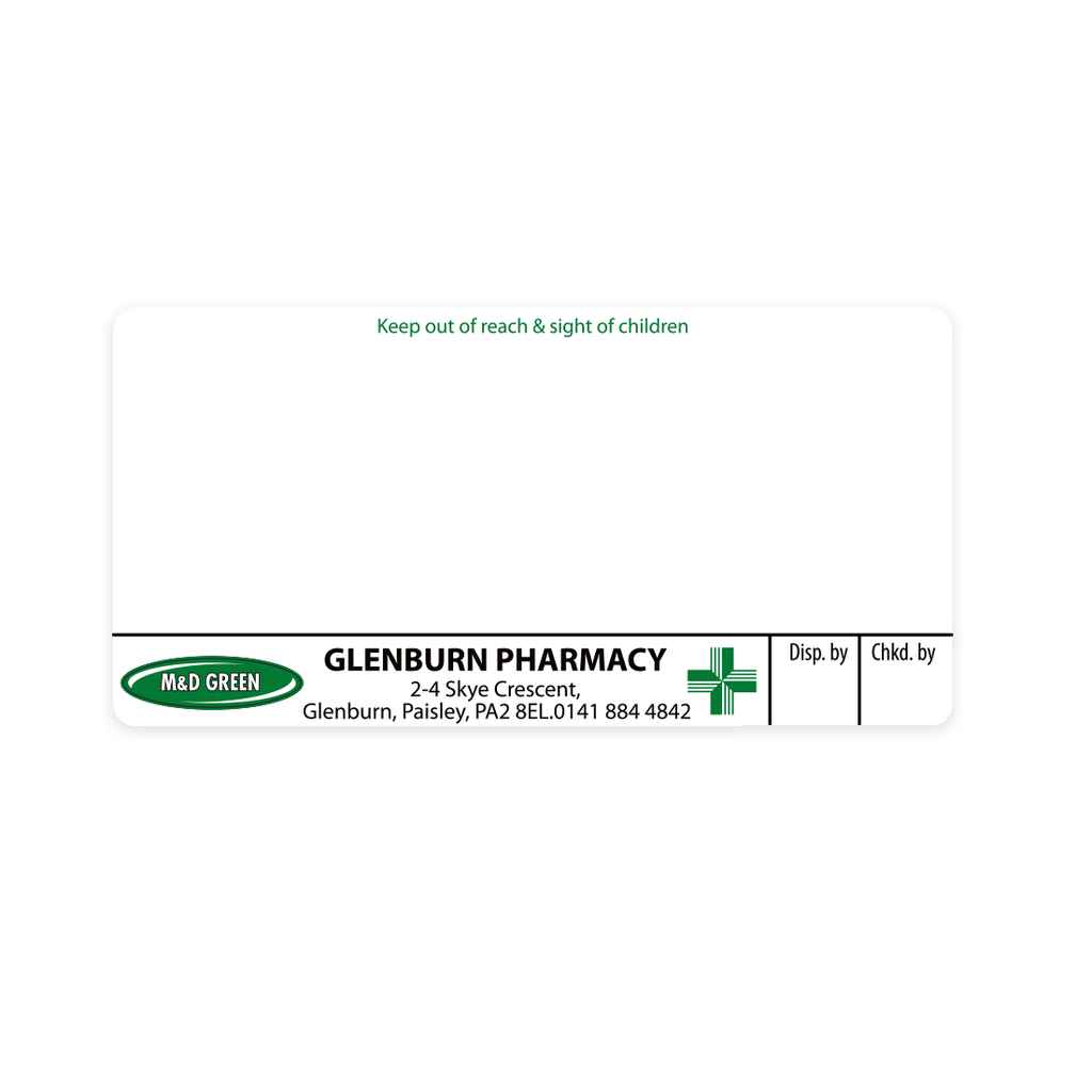 M&D Green Glenburn Pharmacy Labels