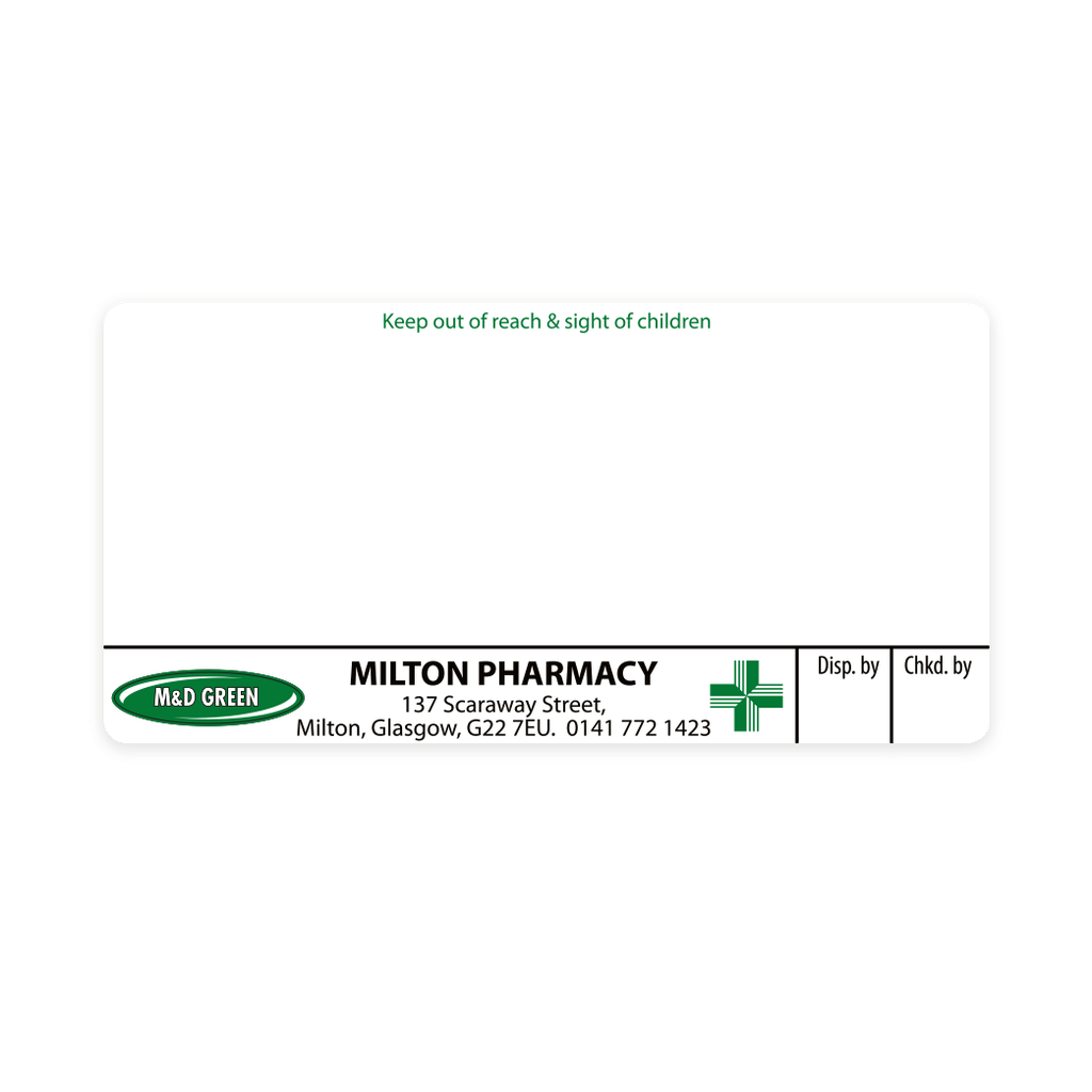 M&D Green Milton Pharmacy Labels