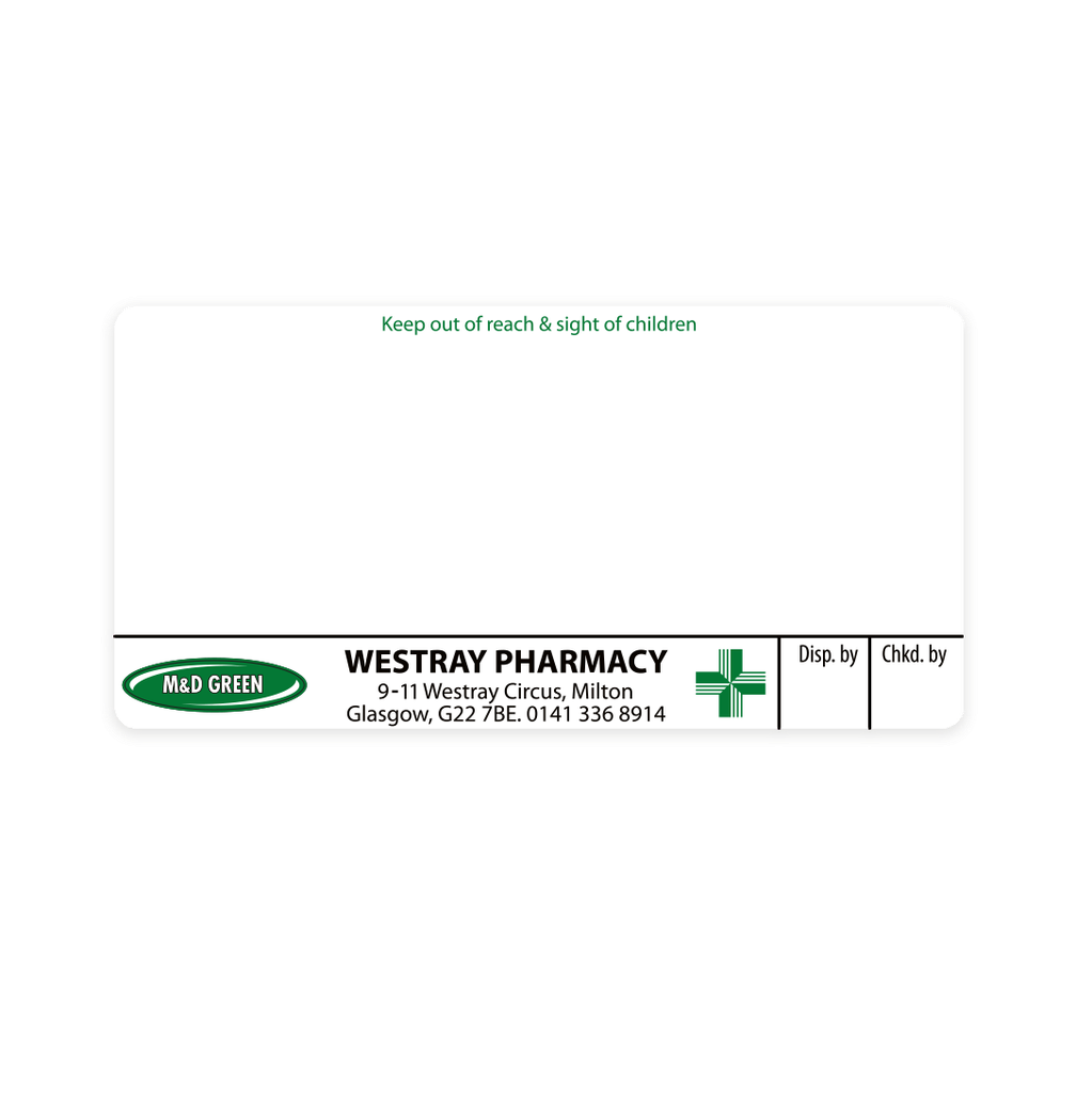 M&D Green Westray Pharmacy Labels