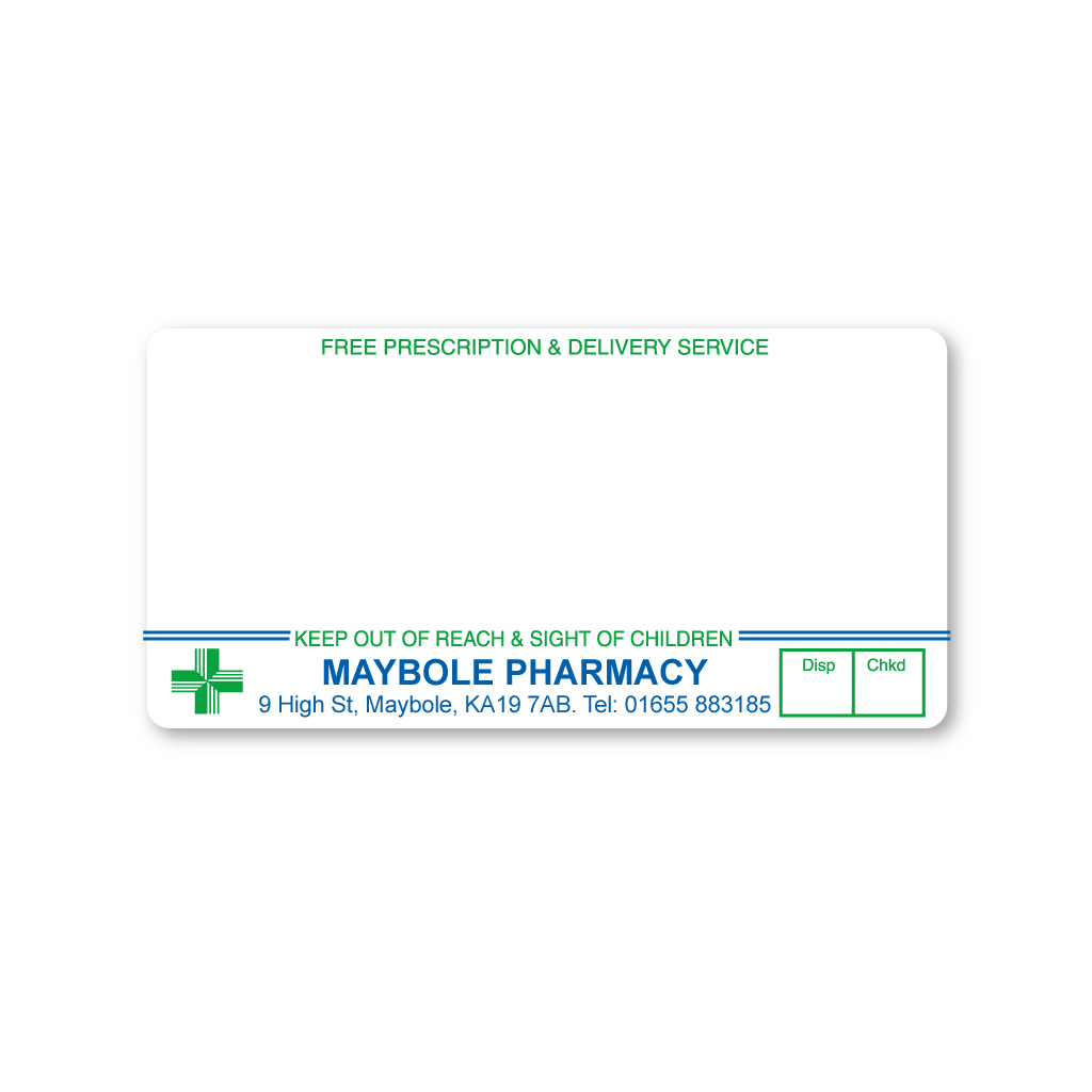 [AZEMT2899] Maybole Pharmacy Labels