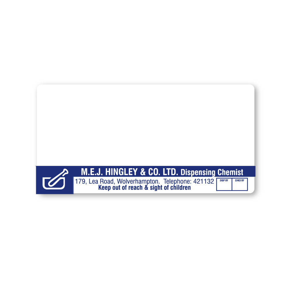 MEJ Hingley & CO (Wolverhampton) Pharmacy Labels