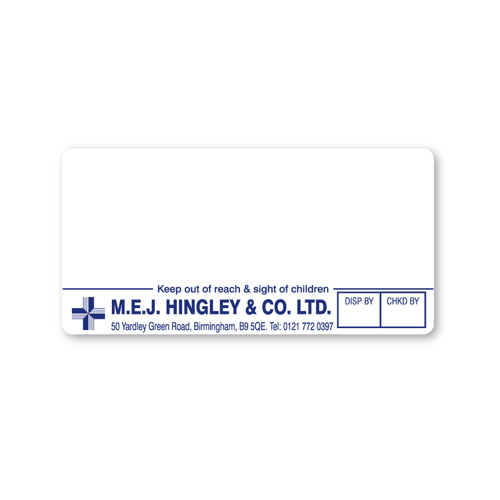 [AZEMT2459] MEJ Hingley & CO (Yardley Green) Pharmacy Labels