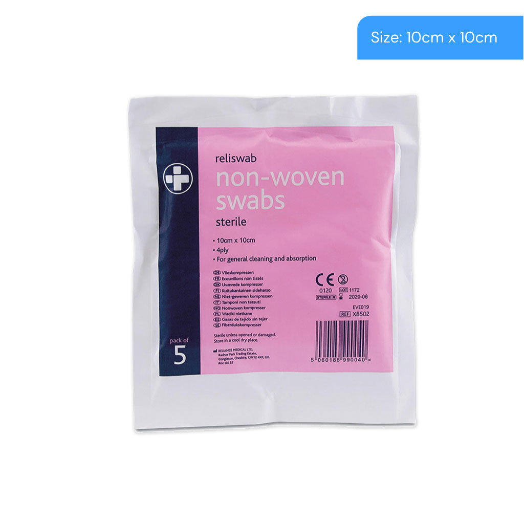 [X8502] Non-Woven Sterile Swabs - 10x10cm (Pack of 5)