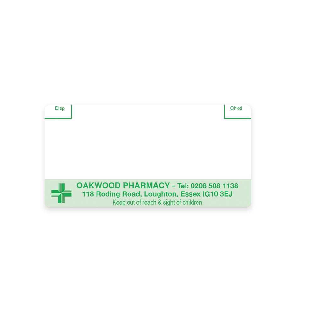 Oakwood Pharmacy Essex Labels