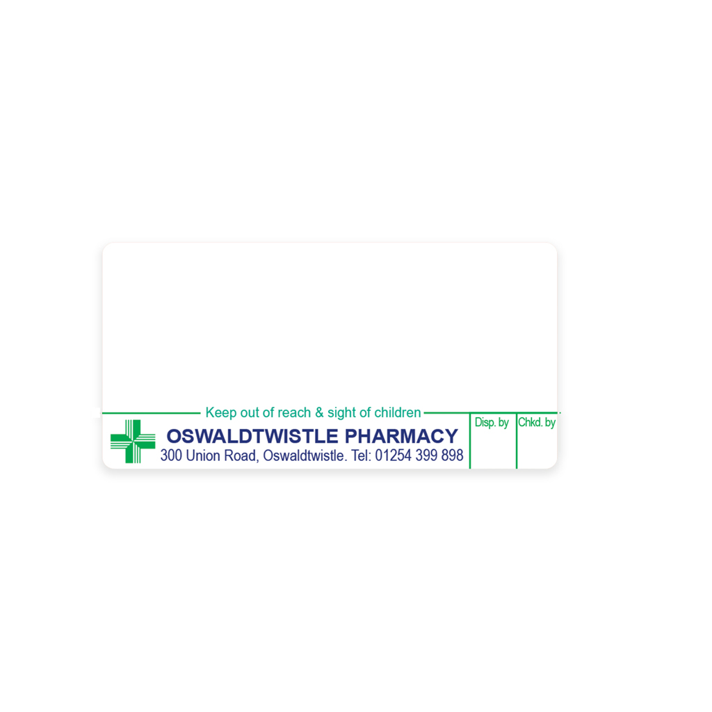 [EMT295B] Oswaldtwistle Pharmacy Dispensing Labels