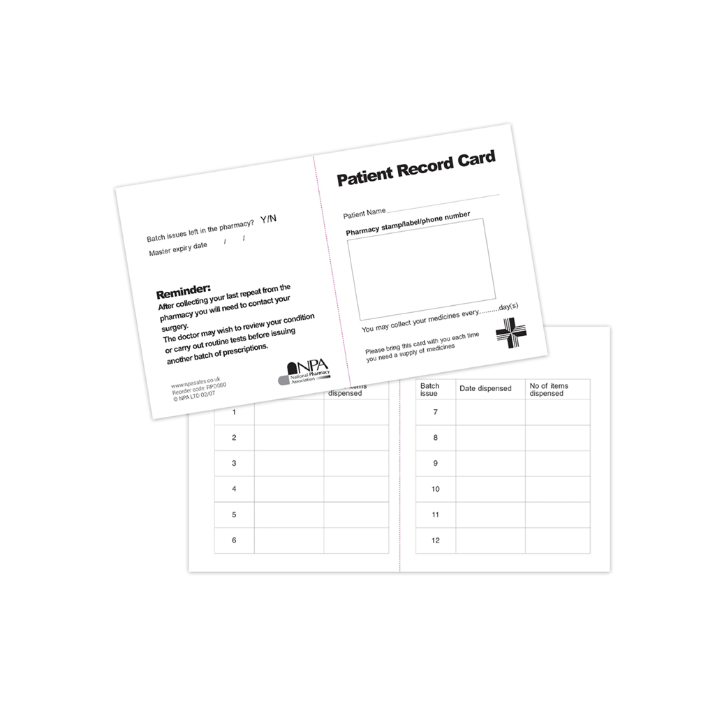 Patient Record Card And GP Reminder Pack
