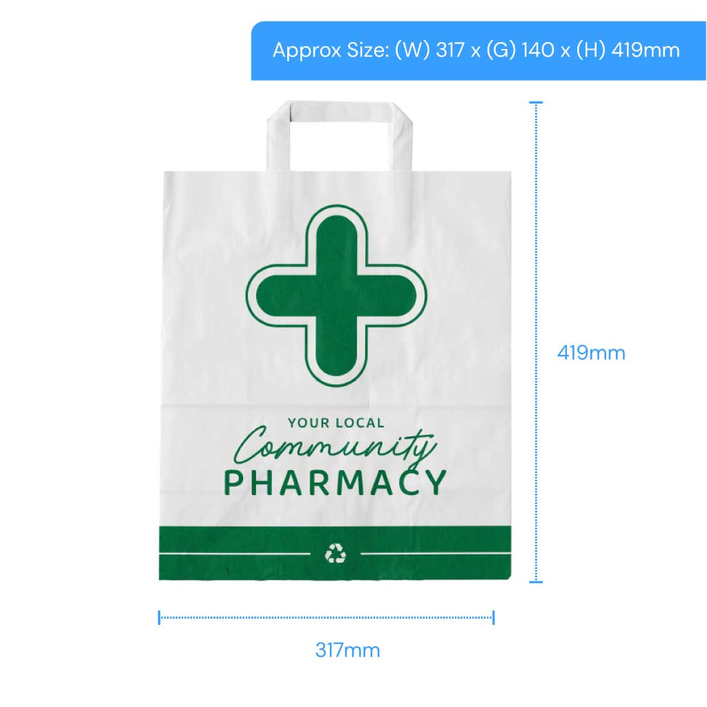 [EMTC3] Pharmacy Paper Carrier Bags - Extra Large (Pack of 250)