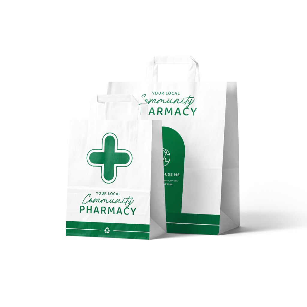 Pharmacy paper carrier bags - large