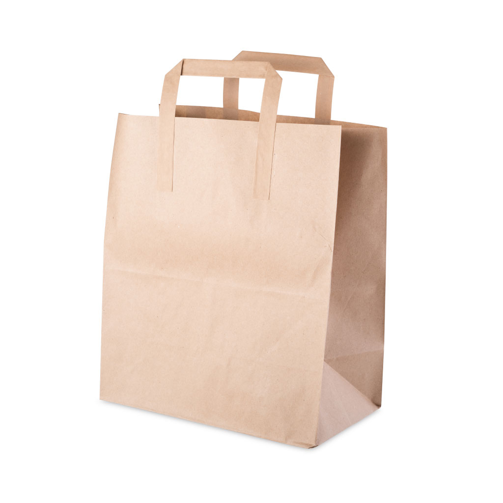 [09240TV3] Plain Brown Large Paper Carrier T Handle