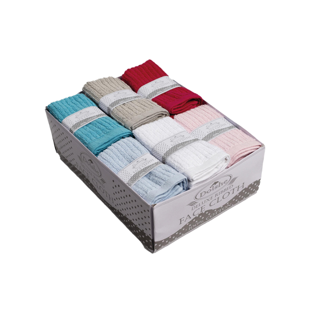 [T202DB] Plain Facecloths - Display Box (Pack of 24)