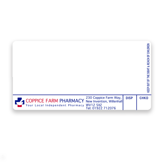 Coppice Farm Pharmacy Dispensing Labels