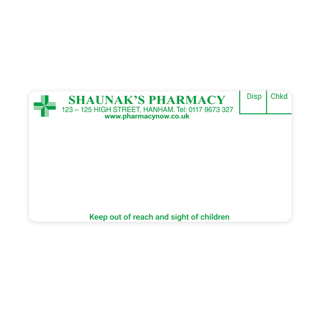 Shaunaks Hanham High St Pharmacy Labels