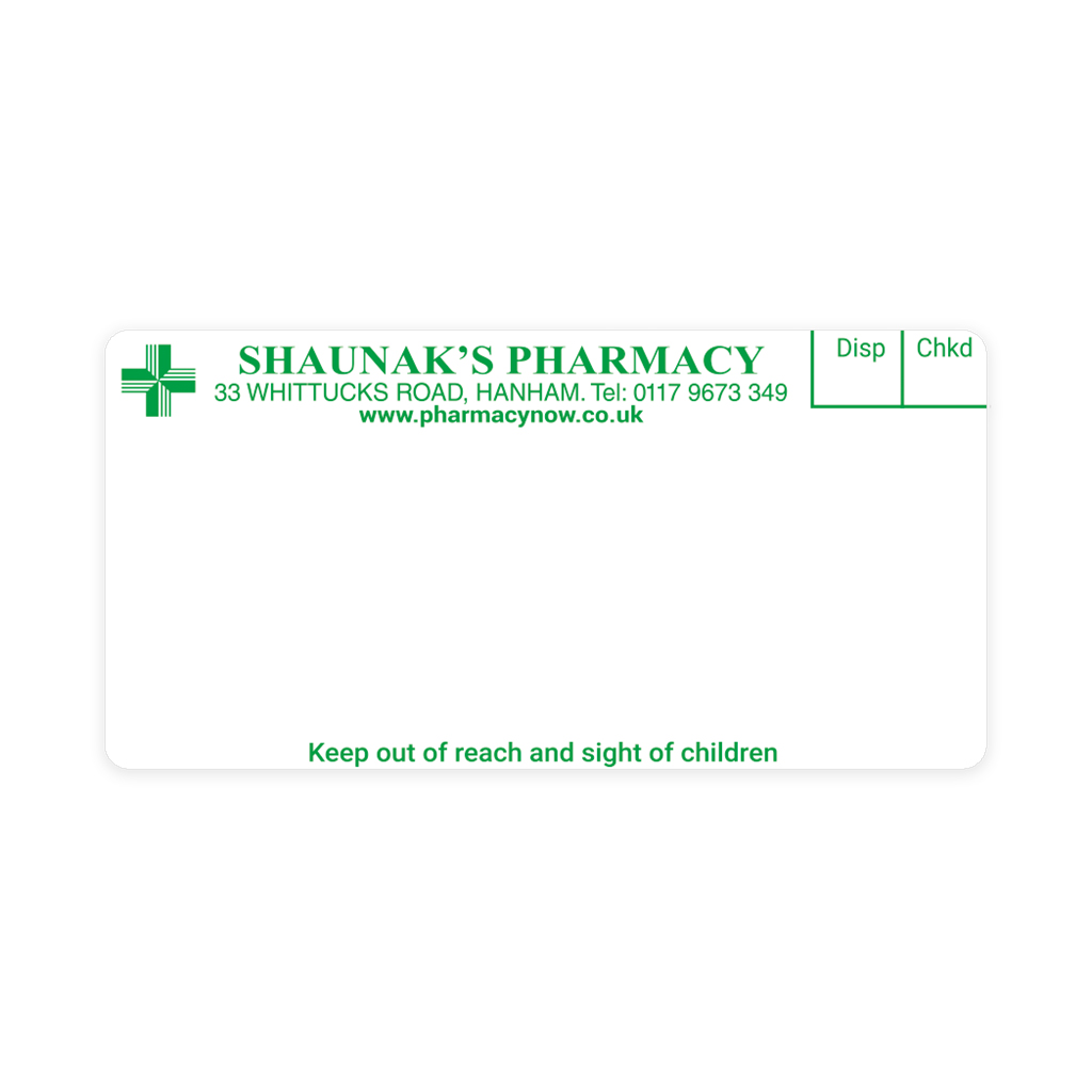 Shaunaks Whittucks Rd Pharmacy Labels