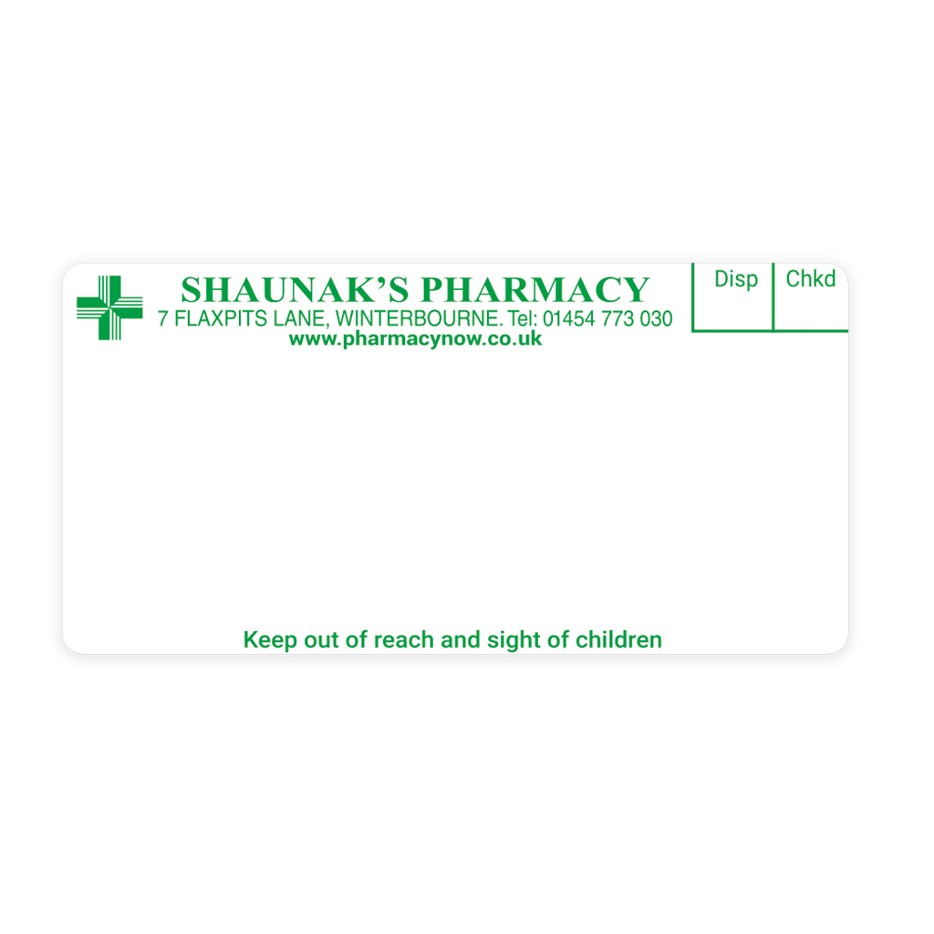 [EMT1332] Shaunaks Winterbourne Pharmacy Labels