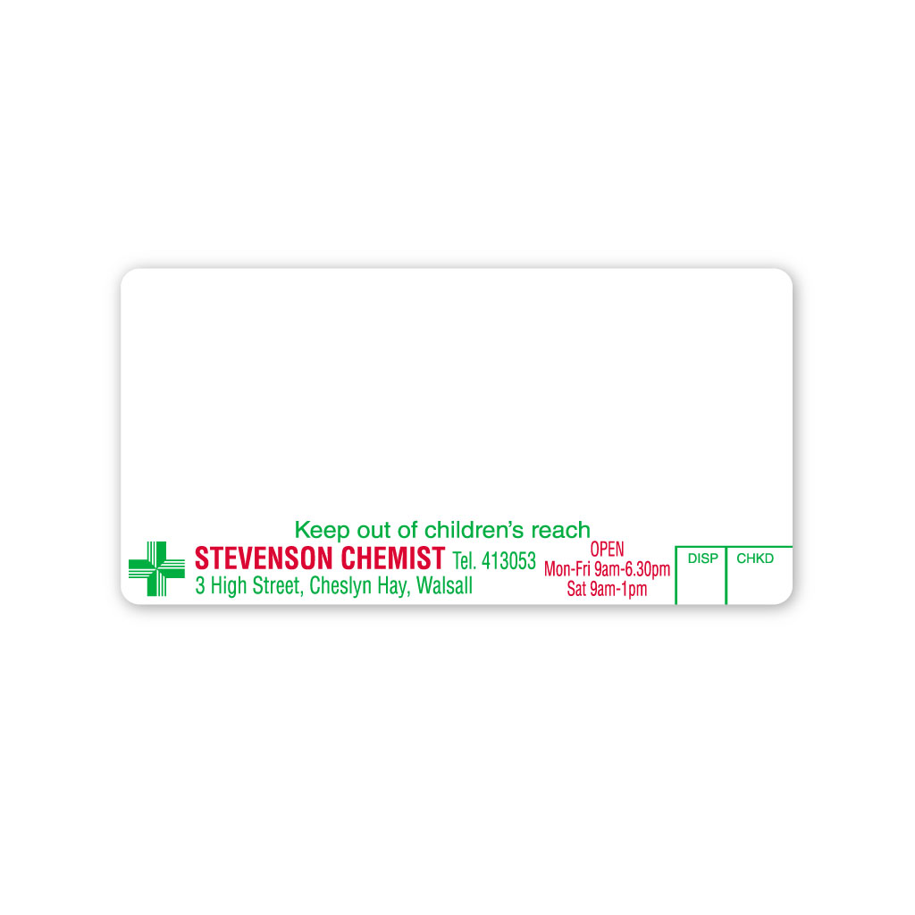 [AZEMT2374] Stevenson Chemist (3 High Street) Pharmacy Labels 