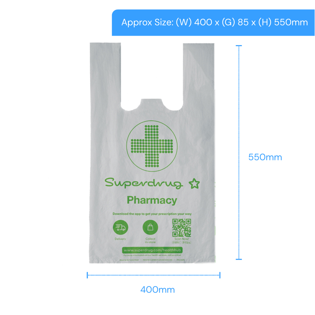 [SDD9] D9 Superdrug Pharmacy Carrier Bags (Pack of 1000)
