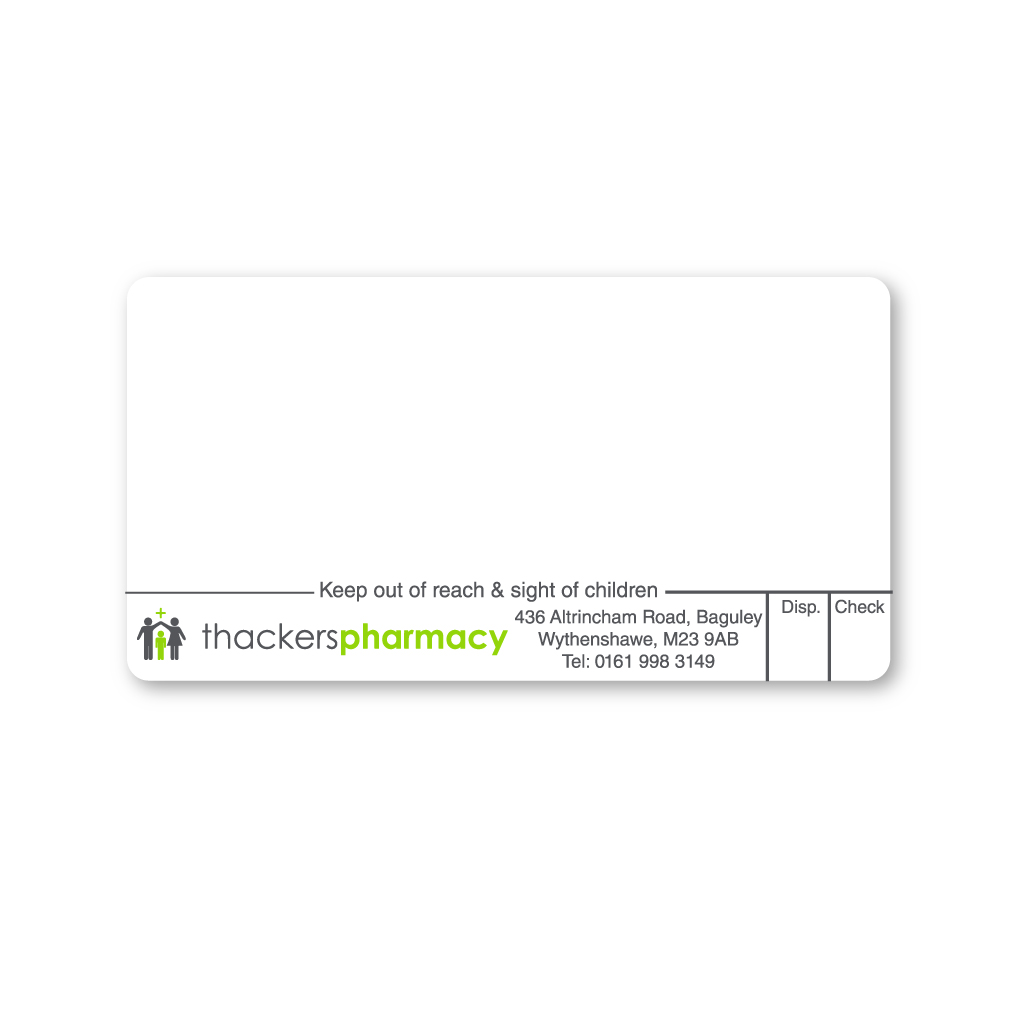 [BREMT2350] Thackers Pharmacy Labels (M23 9AB)