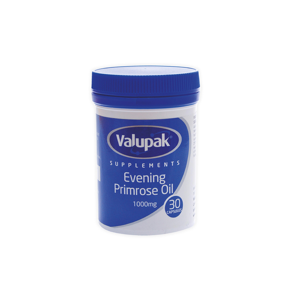 Valupak Evening Primrose Oil + Vitamin E 1000mg 30 Capsules
