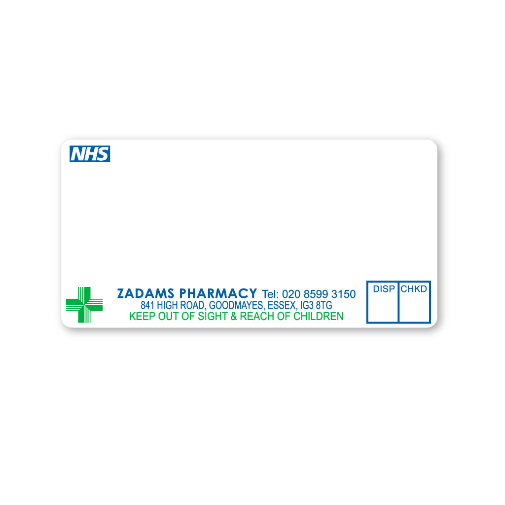 [AZEMT2301] Zadams Pharmacy Dispensing Labels