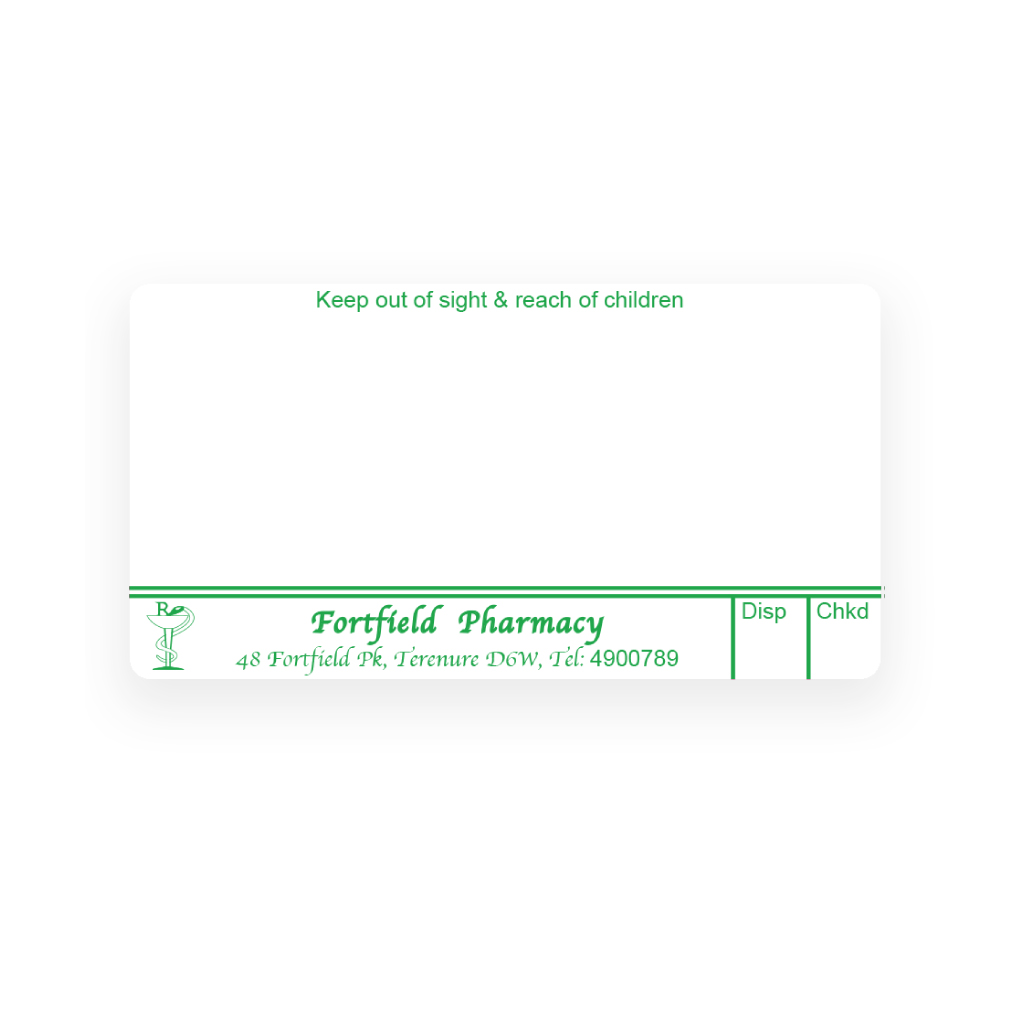 [EMTLS3705] Fortfield Pharmacy Liam Skelly Labels