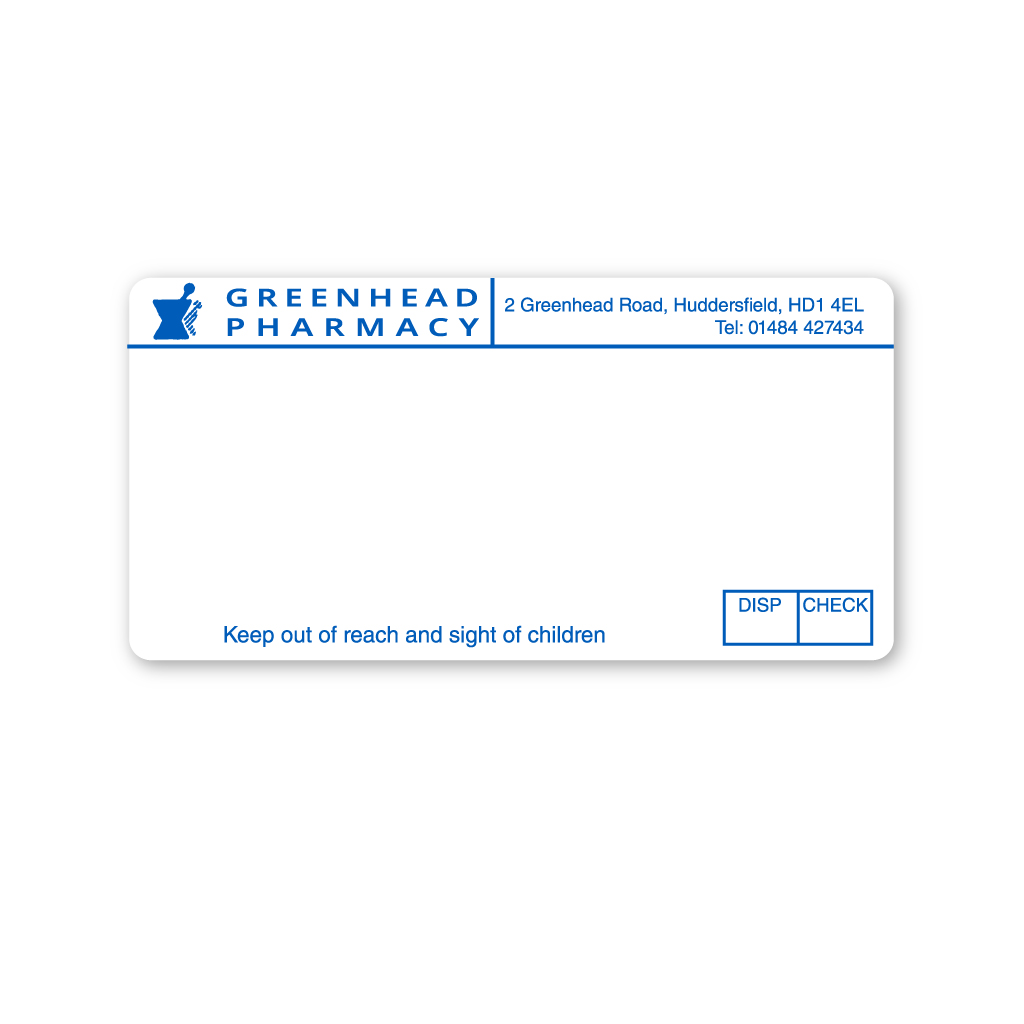 [EMT4752] Greenhead Pharmacy (Huddersfield) Labels