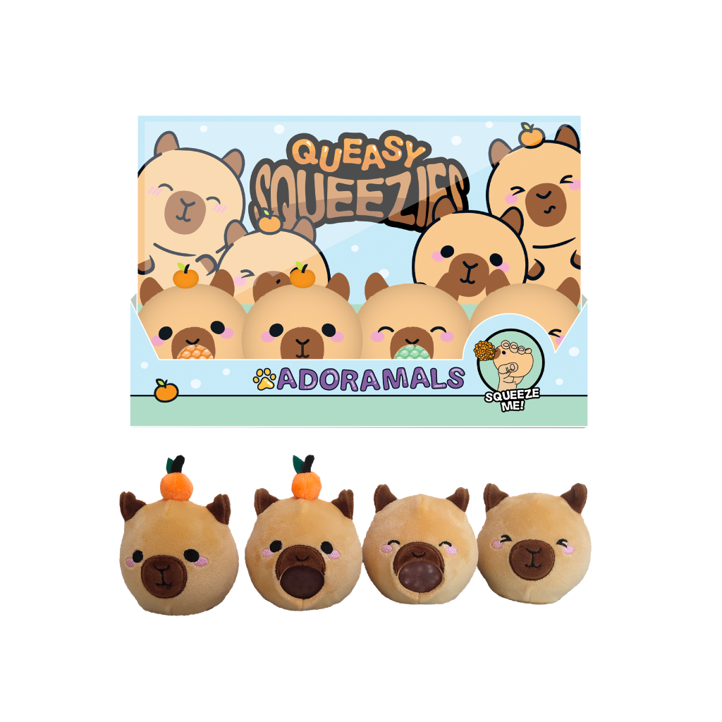 [TY991] Queasy Squeezies Adoramals Capybara Plush Squeezy Toy 