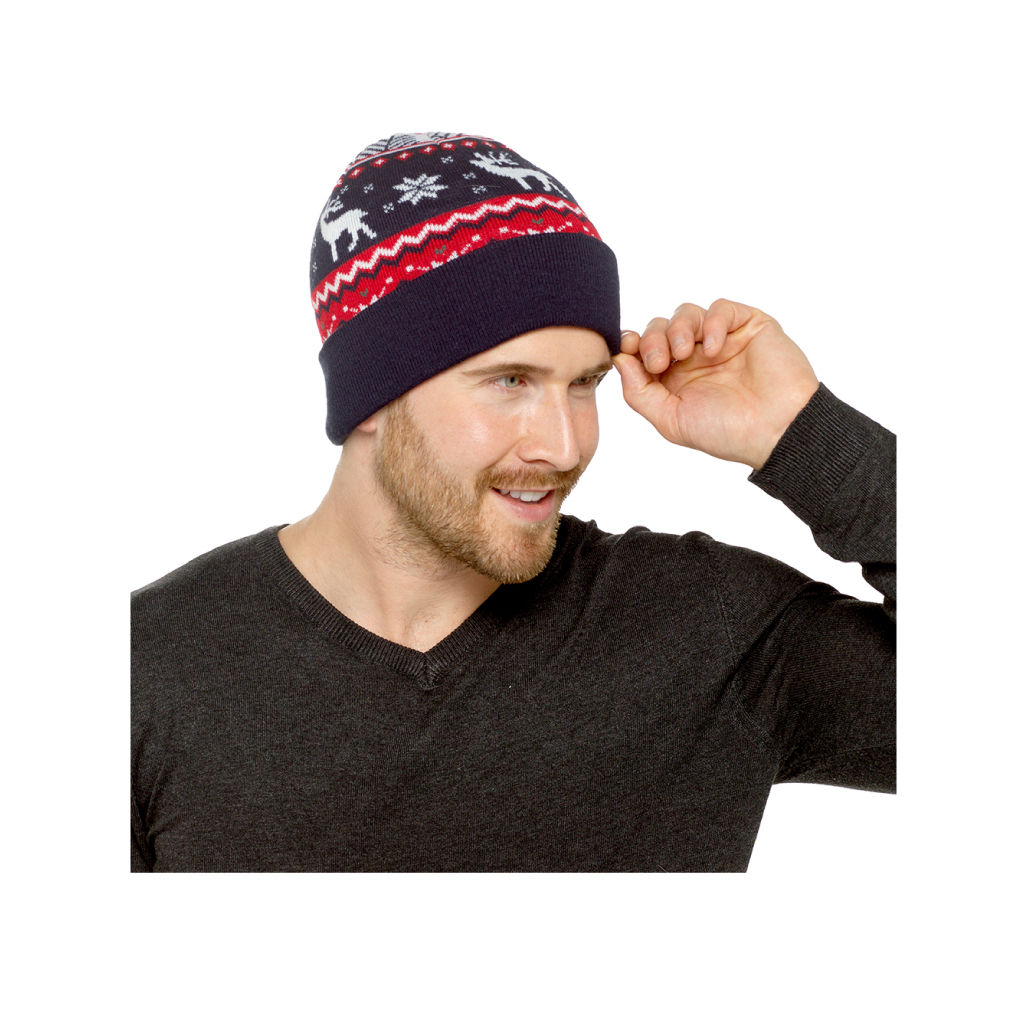 [GL1198] Mens Beanie Hat with Christmas Design