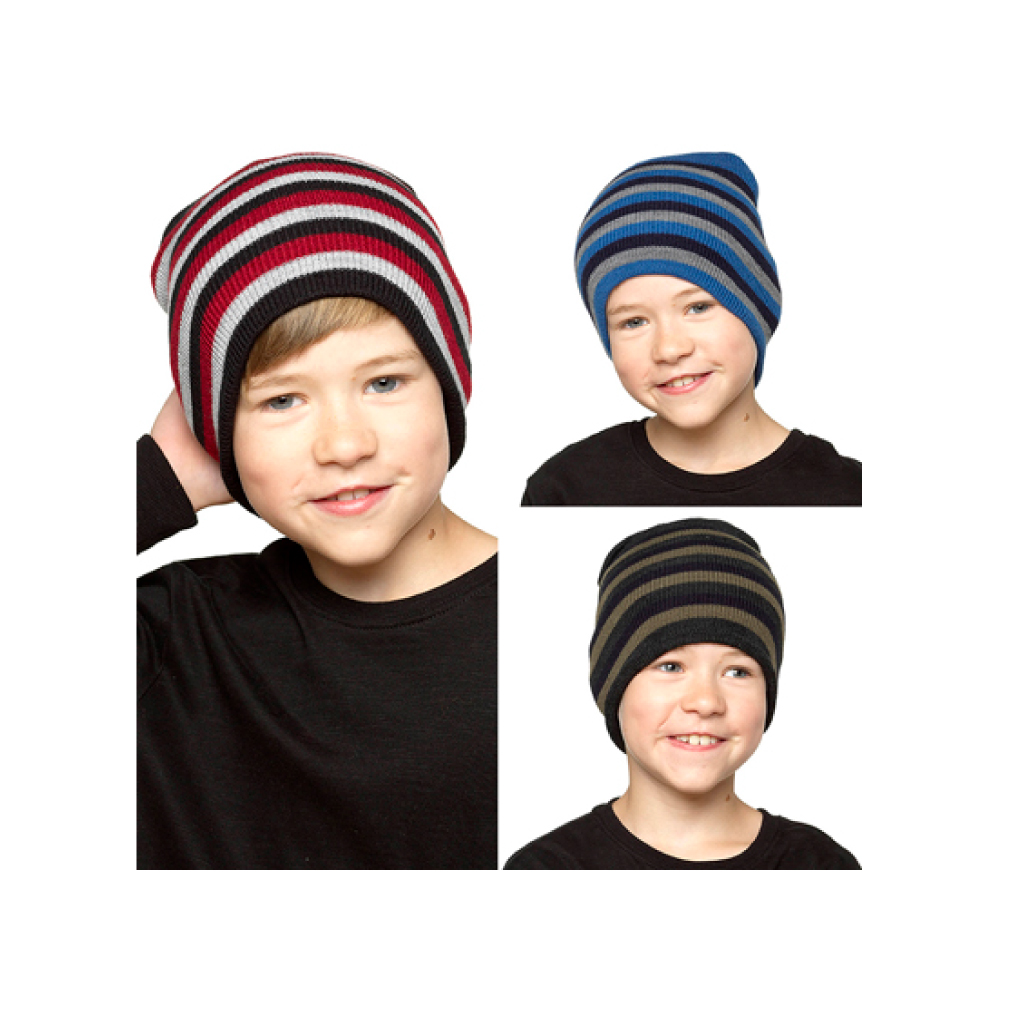[GL165A] Boys Striped Beanie Hat 