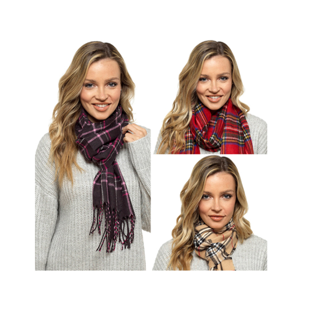 [GL581A] Ladies Checked Scarf 