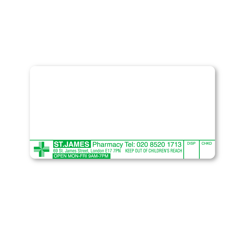 St James Pharmacy Labels
