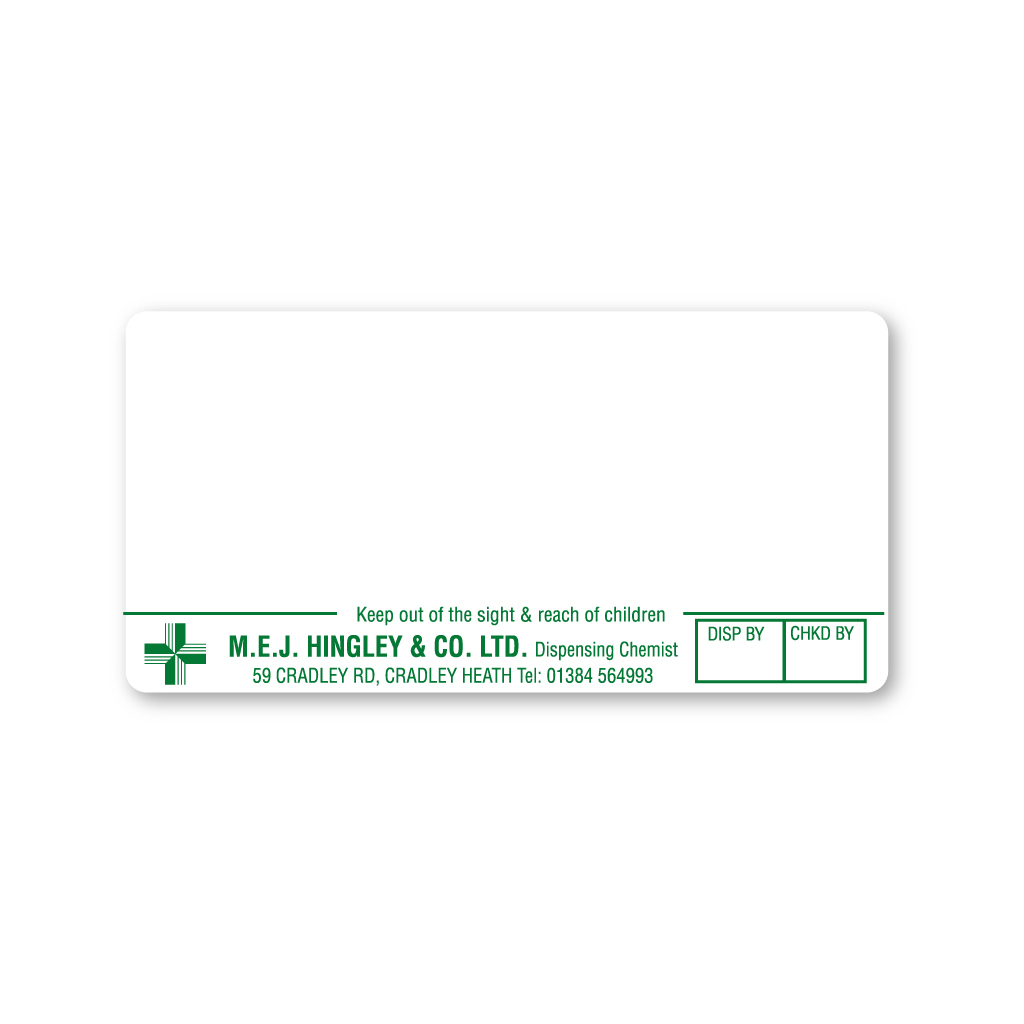 [EMT4635] MEJ Hingley & CO (59 Cradley) Pharmacy Labels