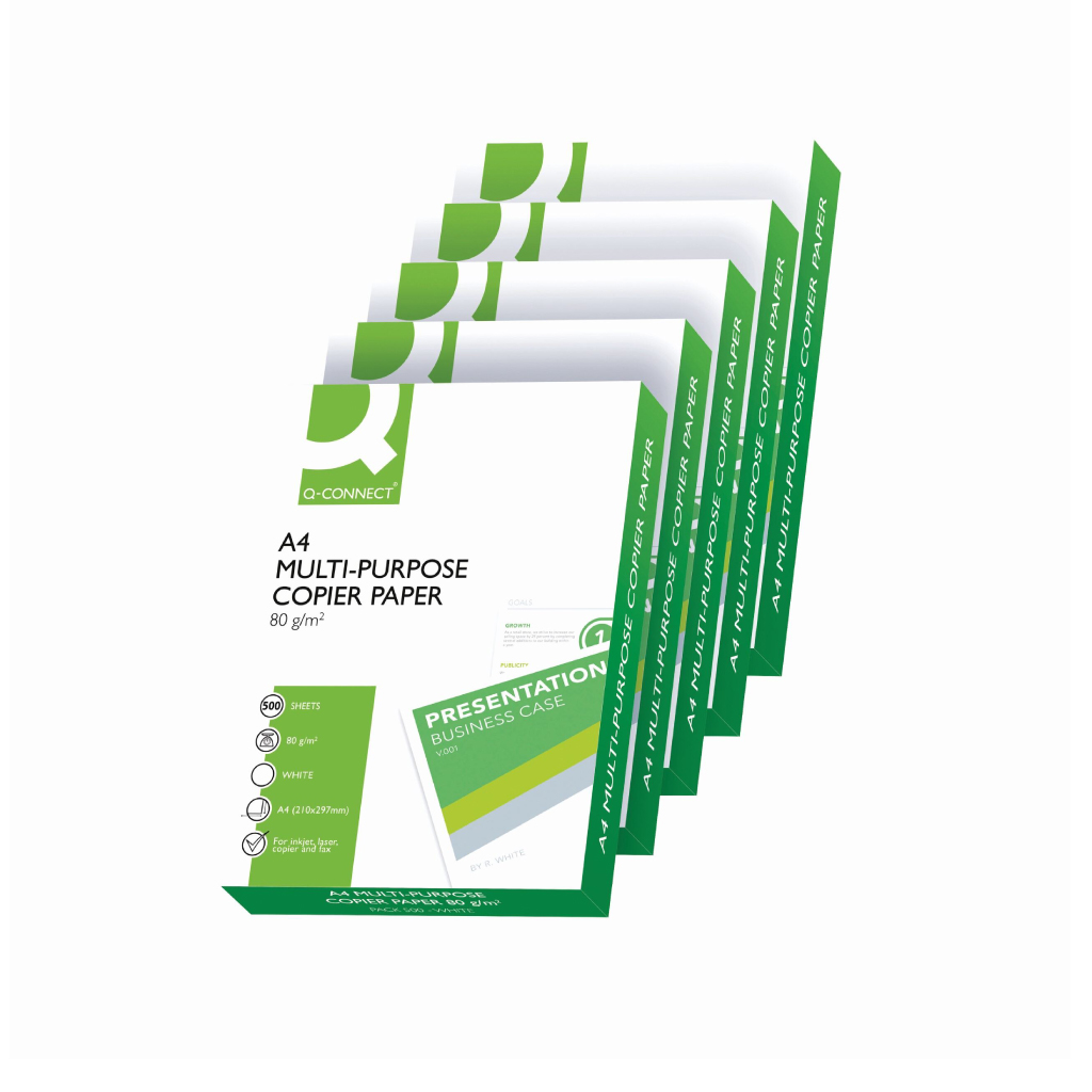 [KF01087] Q-Connect White Copier Paper - A4, 80gsm (Pack of 5)