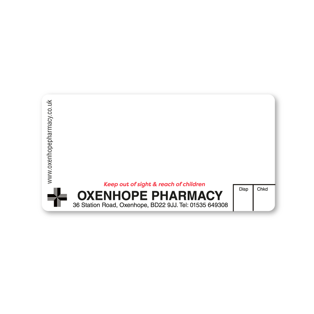 [EMT4862] Oxenhope Pharmacy Labels