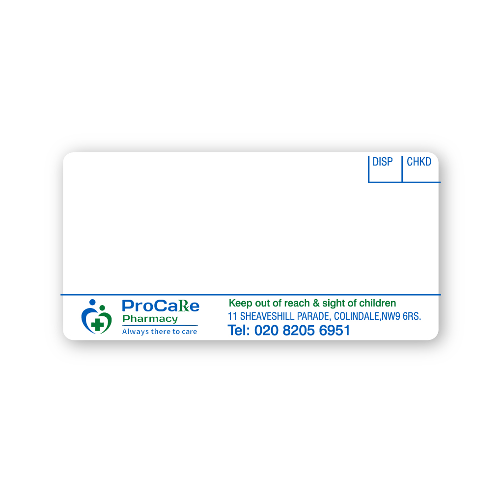 Procare Pharmacy Labels (11 Sheaveshill Parade)