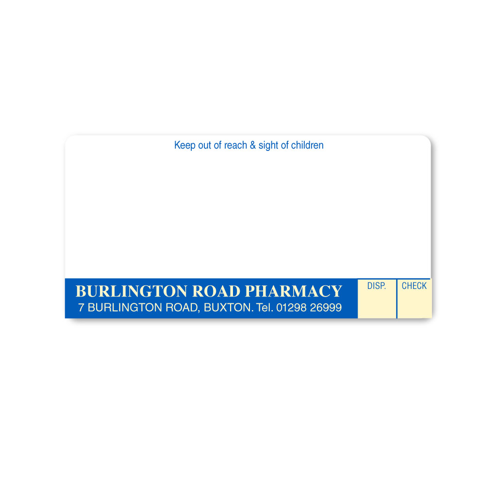 Burlington Road Pharmacy Labels
