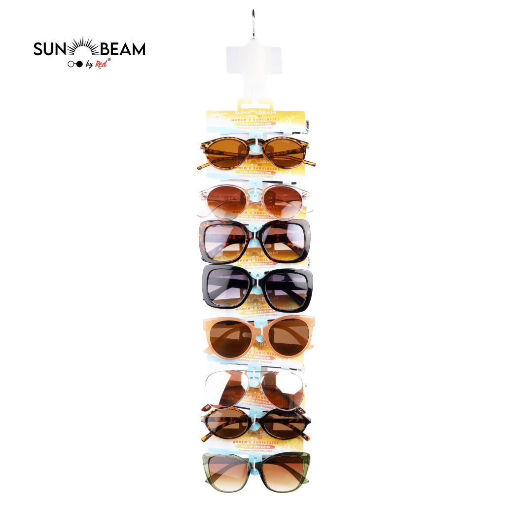 [REDSBWCLP004] Women's Sunglasses - Clipstrip With Protective Pouches (Pack of 8)