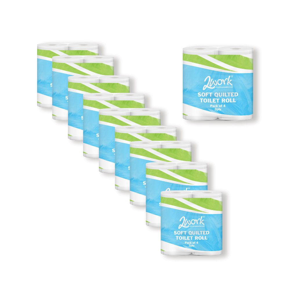 [JAN03091] 2Work Luxury Quilted Toilet Roll 3-Ply Pack of 4