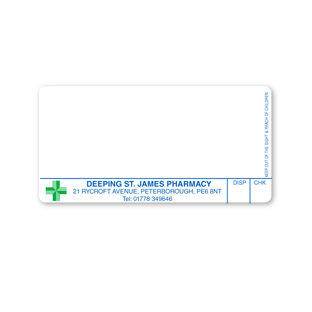 [EMT5267] Deeping St James Pharmacy Labels