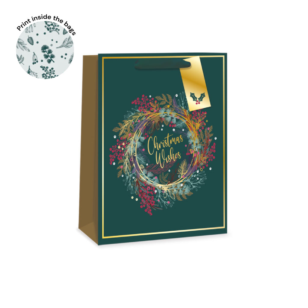 Medium Gift Bag Christmas Wreath