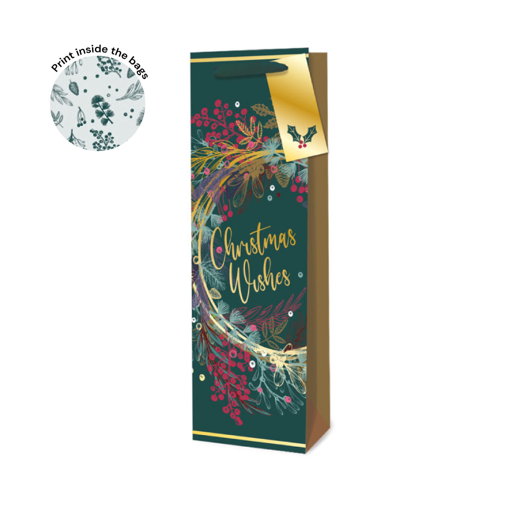 Bottle Gift Bag Christmas Wreath
