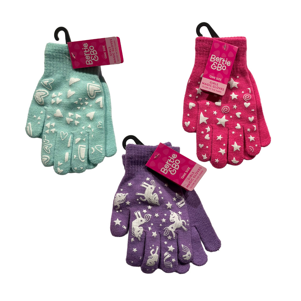 Girls Glow in the Dark Magic Gloves (Pack of 12)