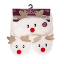 Ladies Faux Fur Slipper Socks with 3D Sleep Mask (Pack of 6)
