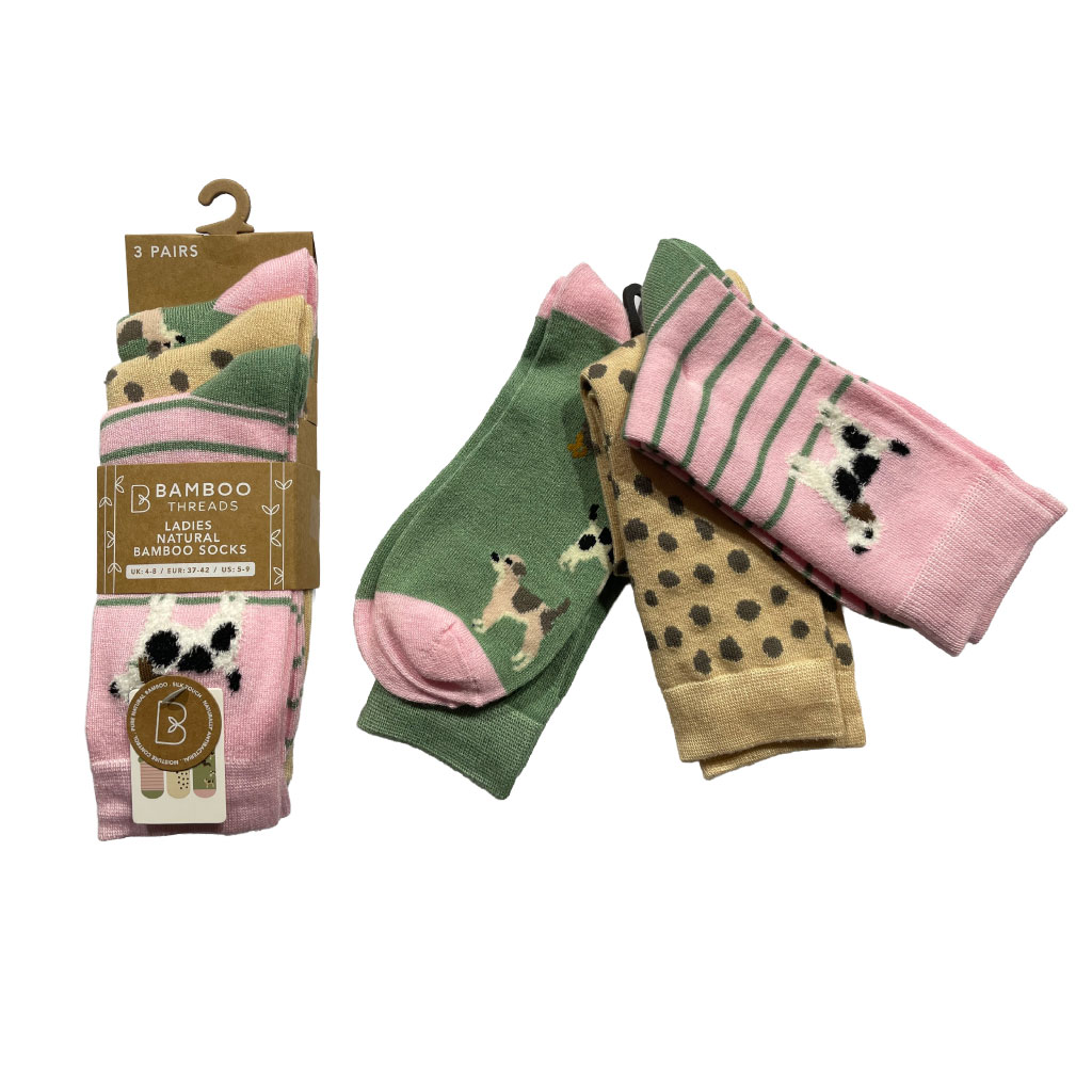 Ladies Bamboo Dog Design Socks (Pack of 4)