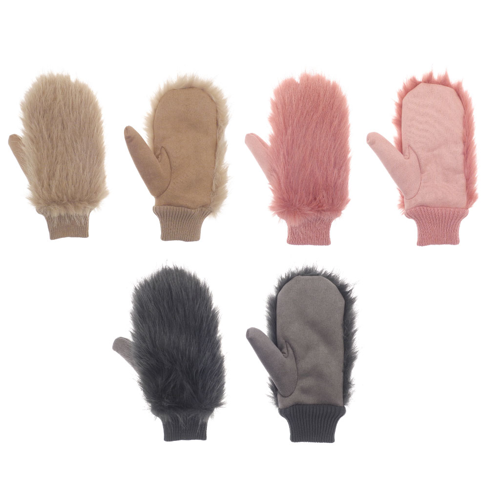 Premium Faux Fur Mittens (Pack of 12)