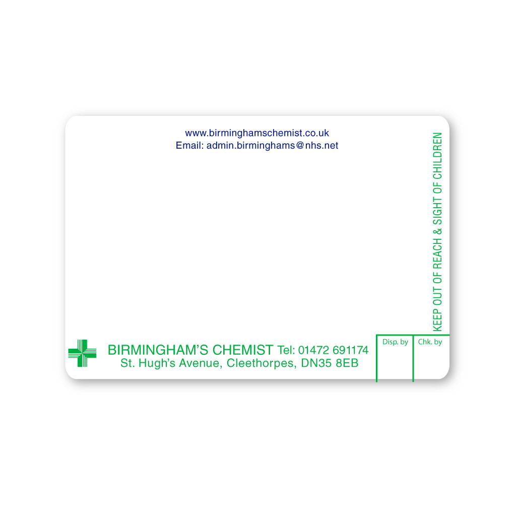 [EMT5289] Birmingham Chem Pharmacy Labels 70x45