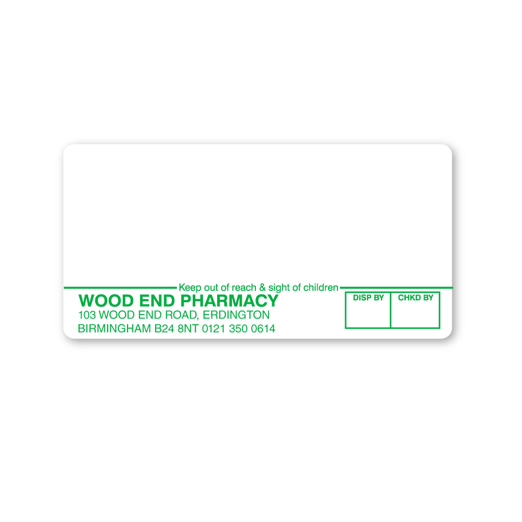 [EMT5341] Wood End Midlands Retail Supply Pharmacy Labels